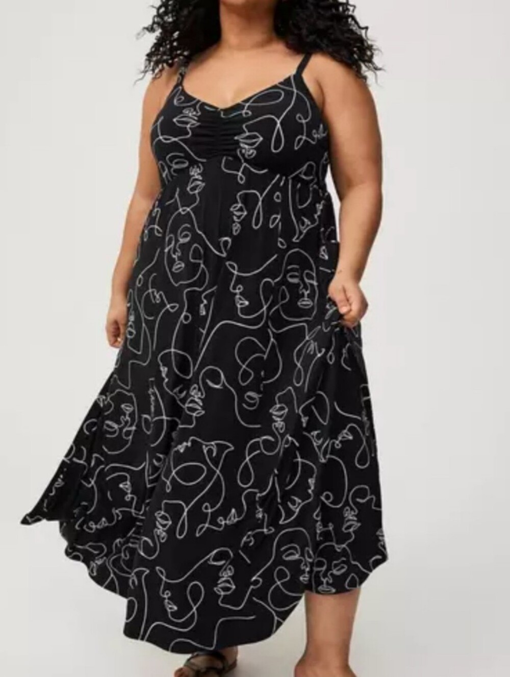 torrid Black Maxi Dress with White Abstract Line Faces